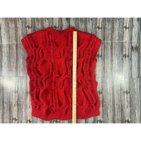 Rag and Bone Handknit fashion cable poncho wool angora blend sz S New color red - Picture 5 of 5
